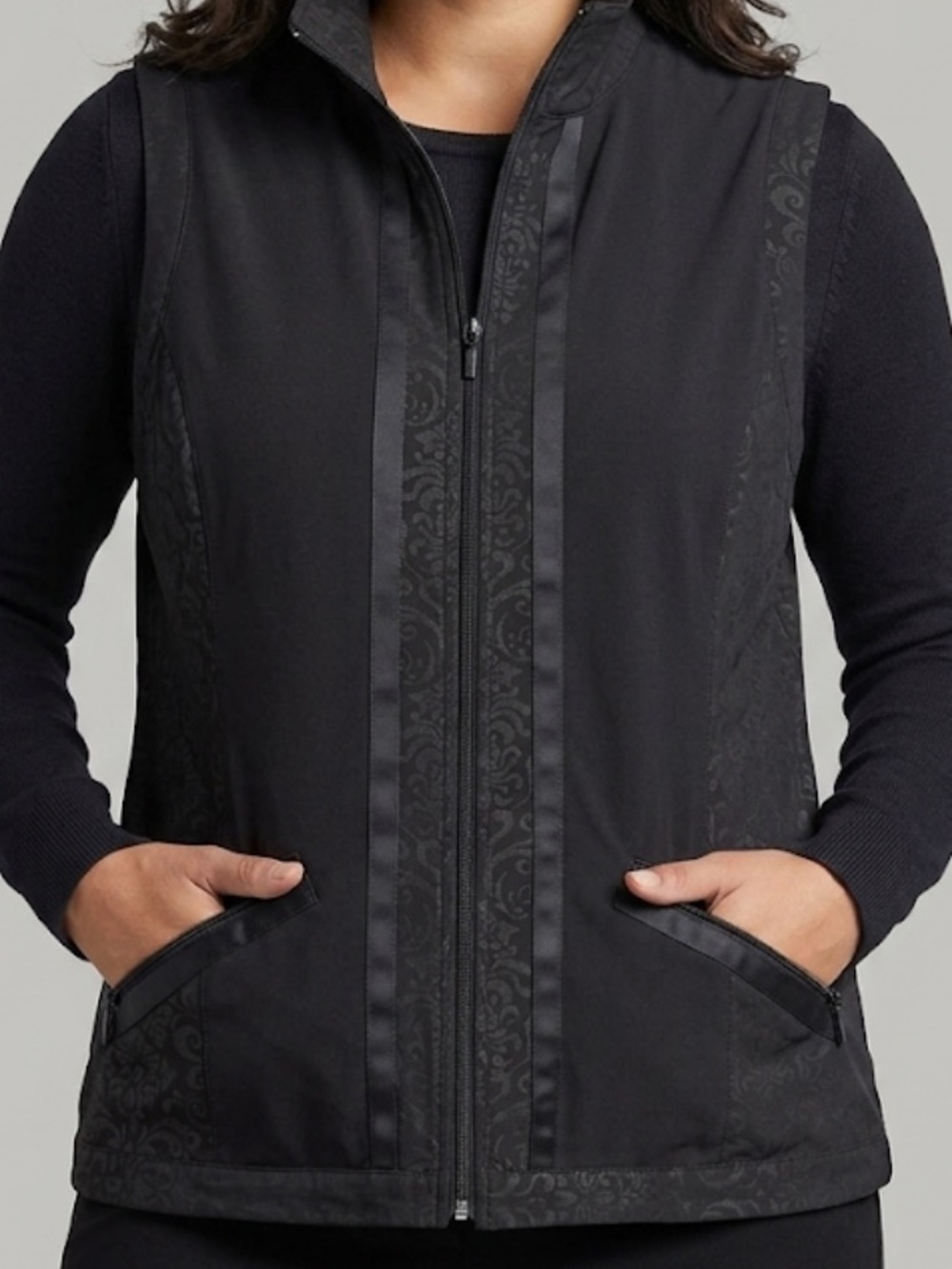 Zenergy by Chico’s Women’s Black Zip-Front Vest Size 2
